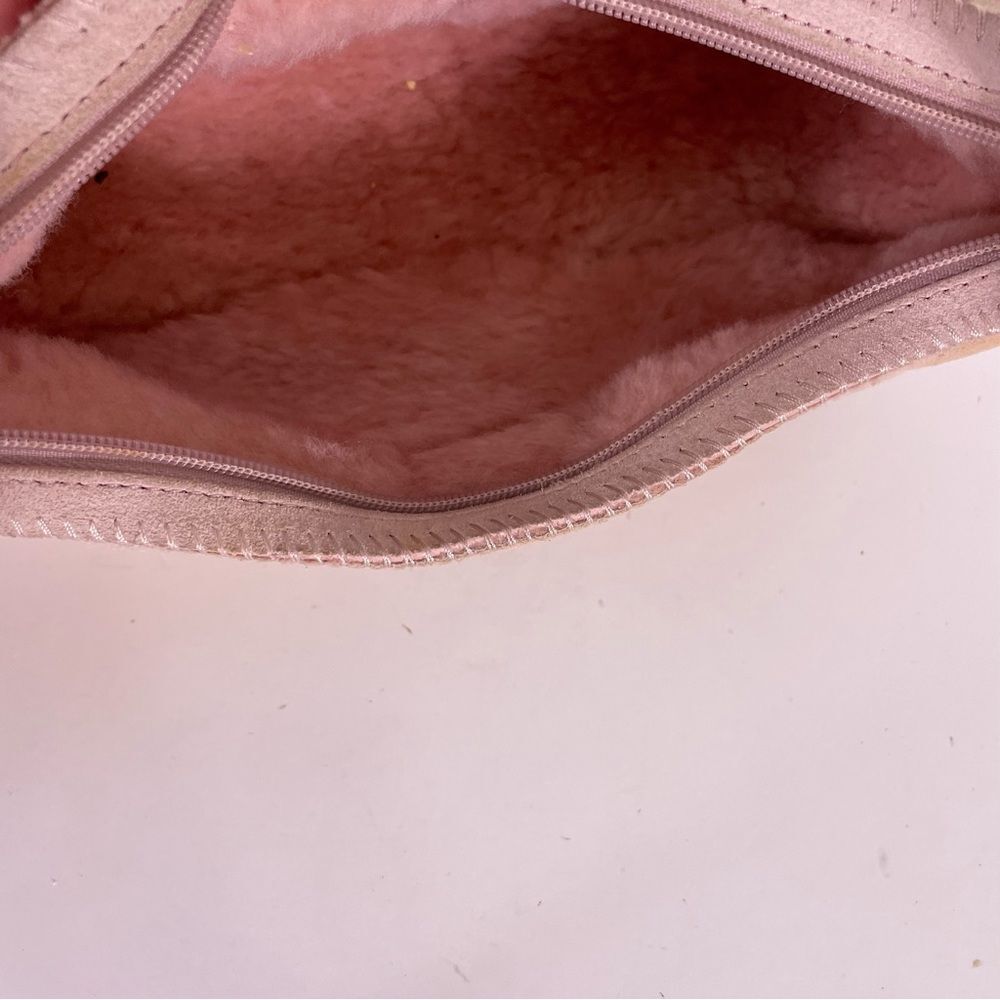 UGG Light Pink Leather Suede Fur Lined Small Shoulder Purse - Picture 8 of 8